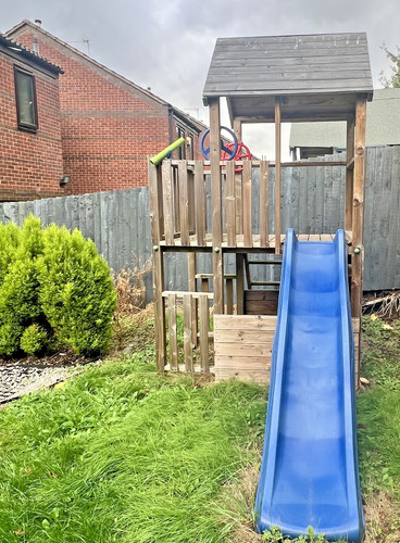 Wooden climbing frame with - climbing,