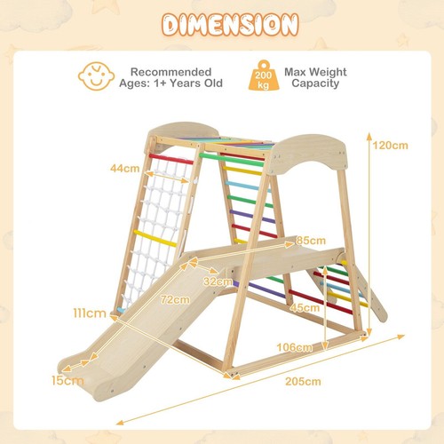 Wood jungle gym slide - gym, climbing